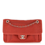 Perforated Calfskin Large Up In The Air Flap Red