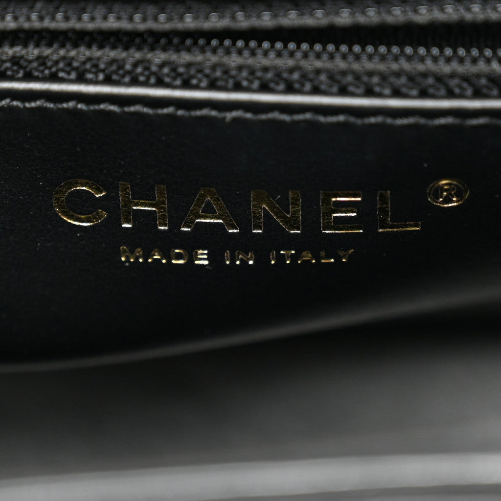 Shiny Aged Calfskin Quilted Nano Kelly Shopper Black