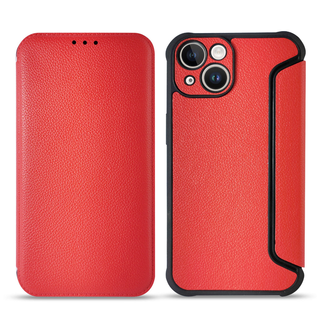 Magnetic Wallet Leather Phone Case For Apple Iphone 14 In Red