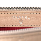 Aged Calfskin Quilted Small Gabrielle Clutch With Chain Beige Black
