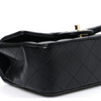 Lambskin Quilted Mini Top Handle Rectangular Flap Black