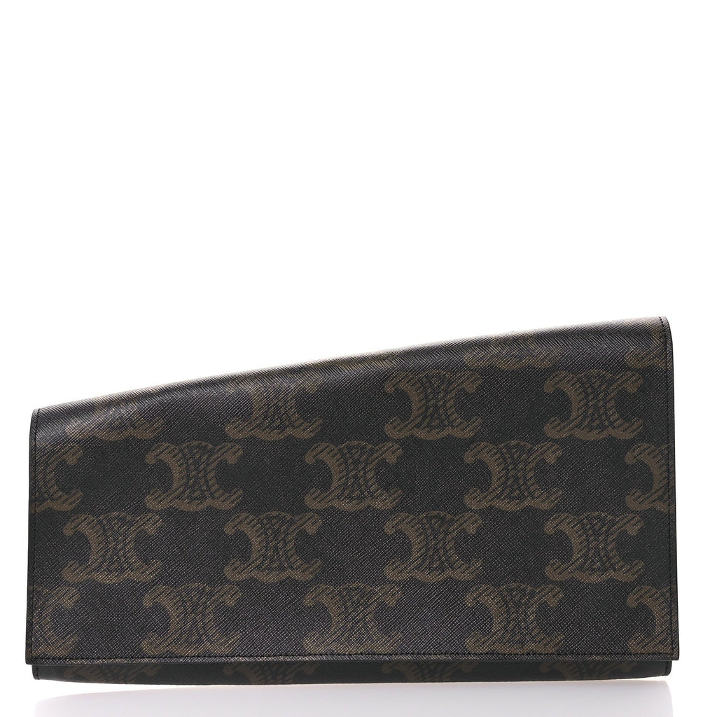 Triomphe Canvas Asymmetric Clutch Tan