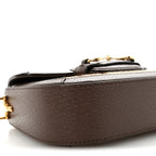 Monogram Jumbo GG Textured Dollar Calfskin Web Mini Horsebit 1955 Shoulder Bag Camel Ebony New Acero