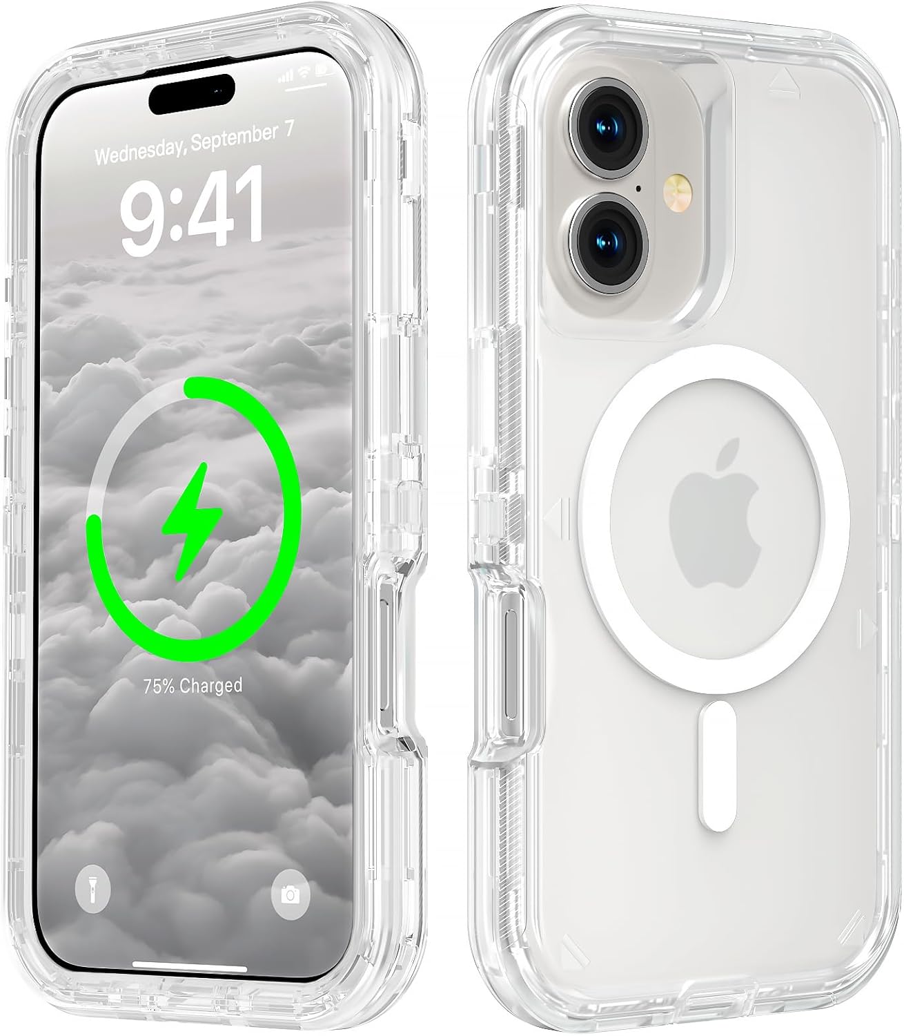Entronix [Magnetic] Case Compatible with iPhone 16 - [Clear] Triple-Layer Heavy Duty Protection