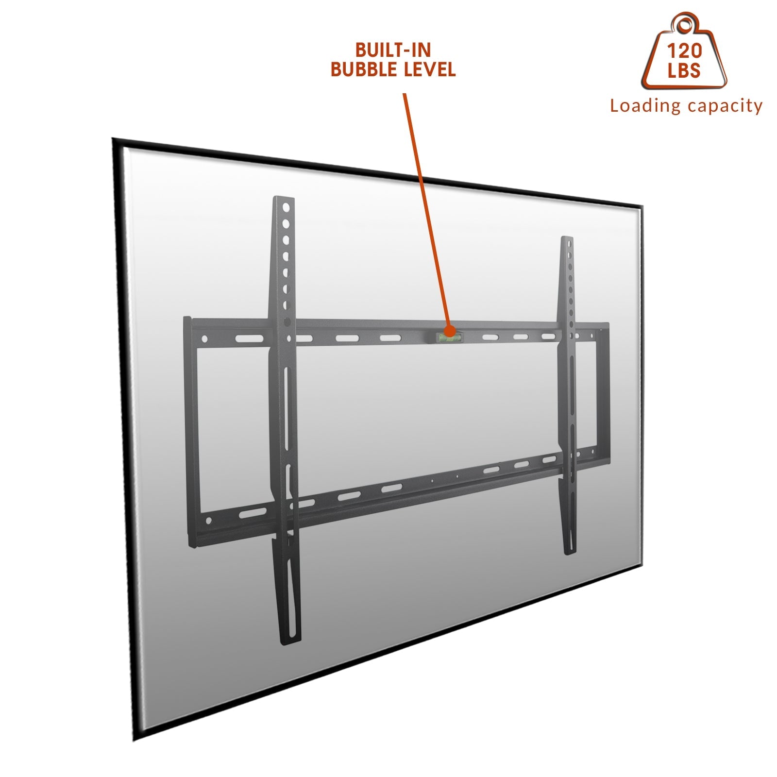 Fixed Wall Mount with Bubble Level for 32-70 Inch  LCD, LED, and Plasma Screens