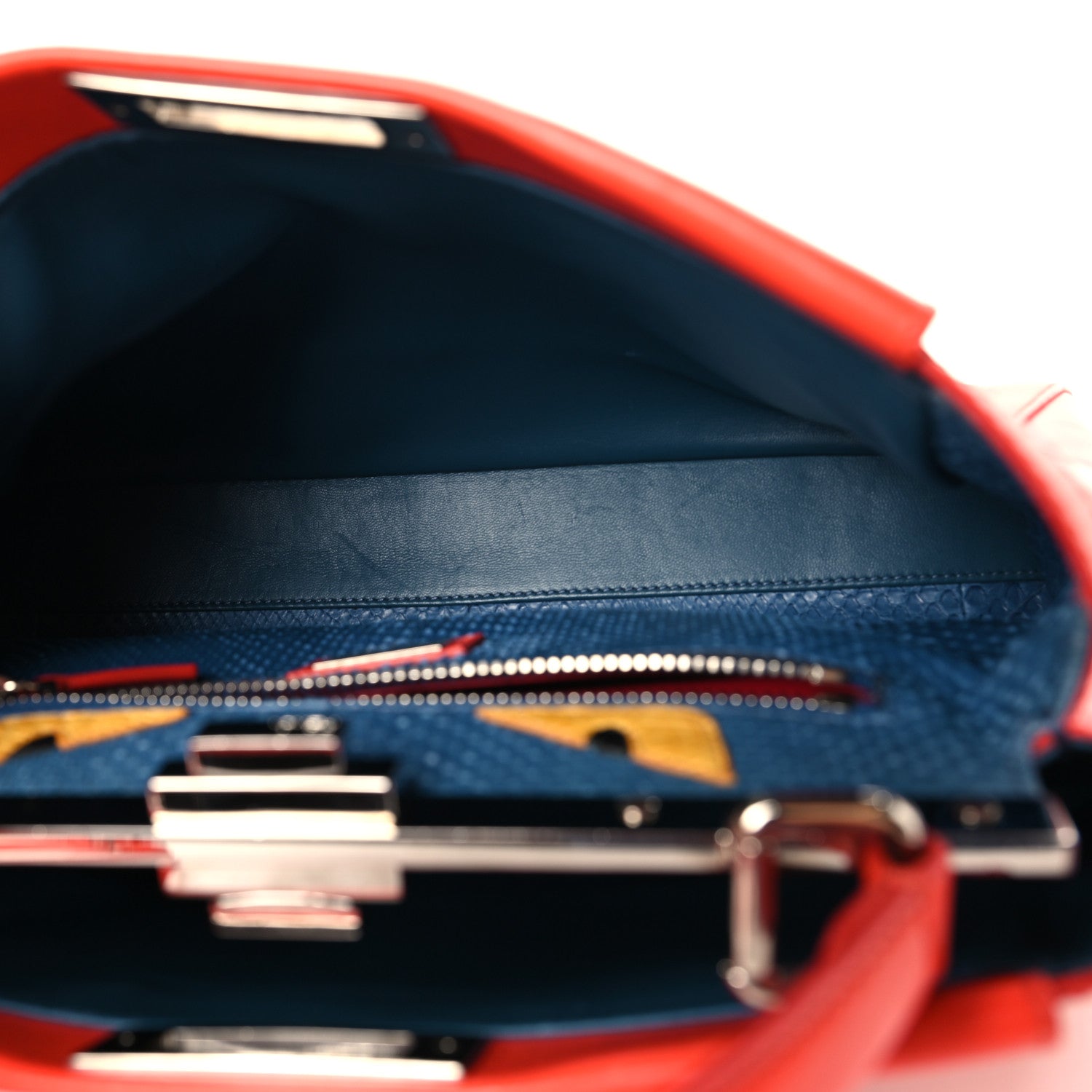 Vitello Morgan Snakeskin Crocodile Monster Eyes Medium Peekaboo Iconic Satchel Papavero Multicolor