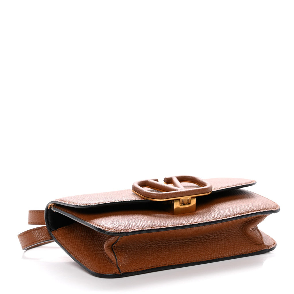 Grainy Calfskin VSling Belt Bag Saddle Brown