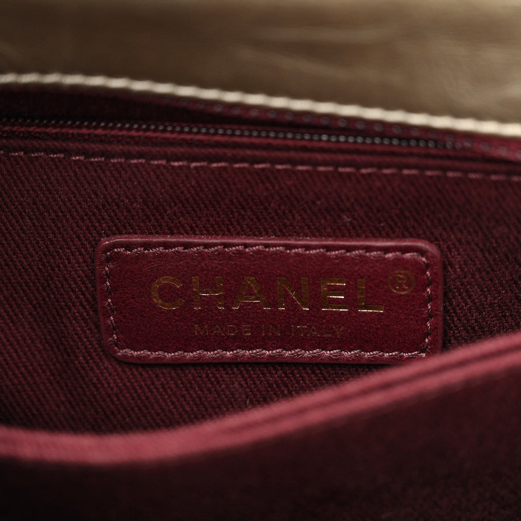 Metallic Aged Calfskin Quilted Mini Coco Handle Flap Gold