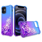 Shiny Flowing Glitter Liquid Bumper Case For Apple Iphone 12 Mini In Blue