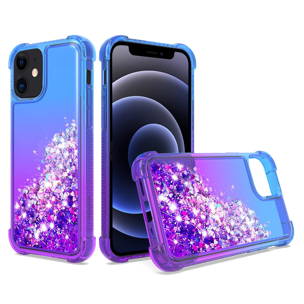 Shiny Flowing Glitter Liquid Bumper Case For Apple Iphone 12 Mini In Pink