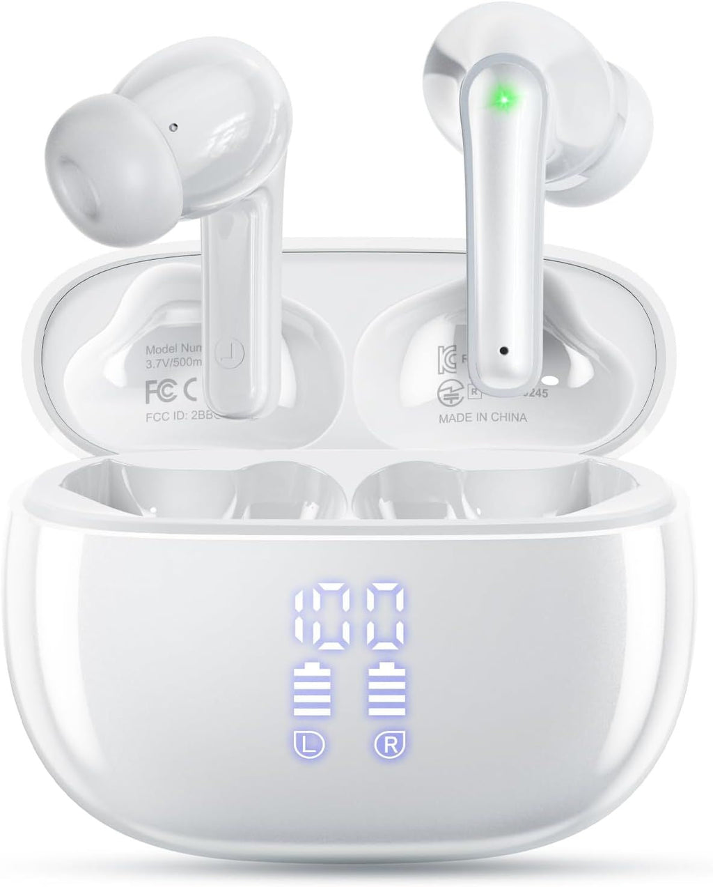 Wireless Earbuds, Bluetooth 5.3 Ear Buds, Headphones with Clear Stereo Sound, 40H Playtime with LED Digital Display, IPX7 Waterproof Earphones Built-in Mic for Phone Tablet Sports Workout