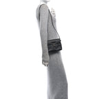 Satin Quilted Crystal CC Square Flap Grey