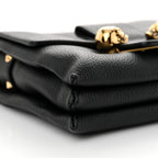 Calfskin Small Twin Skull Chain Crossbody Black
