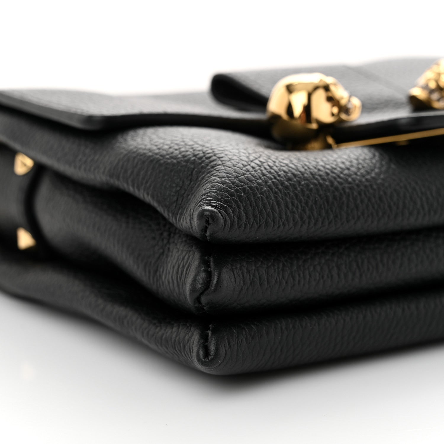 Calfskin Small Twin Skull Chain Crossbody Black