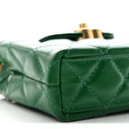 Shiny Aged Calfskin Quilted Mini Nano Kelly Shopper Green