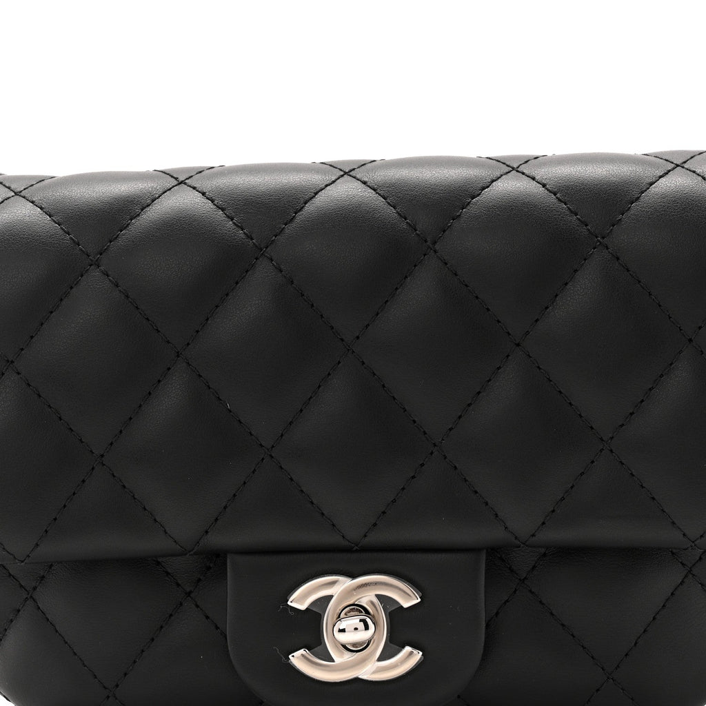 Calfskin Quilted CC Uniform Flap Belt Bag Black