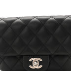 Calfskin Quilted CC Uniform Flap Belt Bag Black