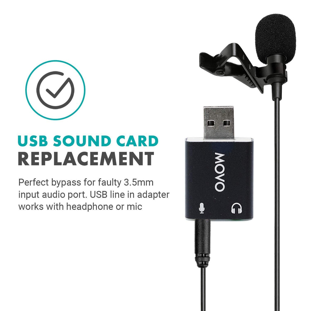 Movo USB-AC 3.5mm TRS Mic to USB 2.0 Adapter