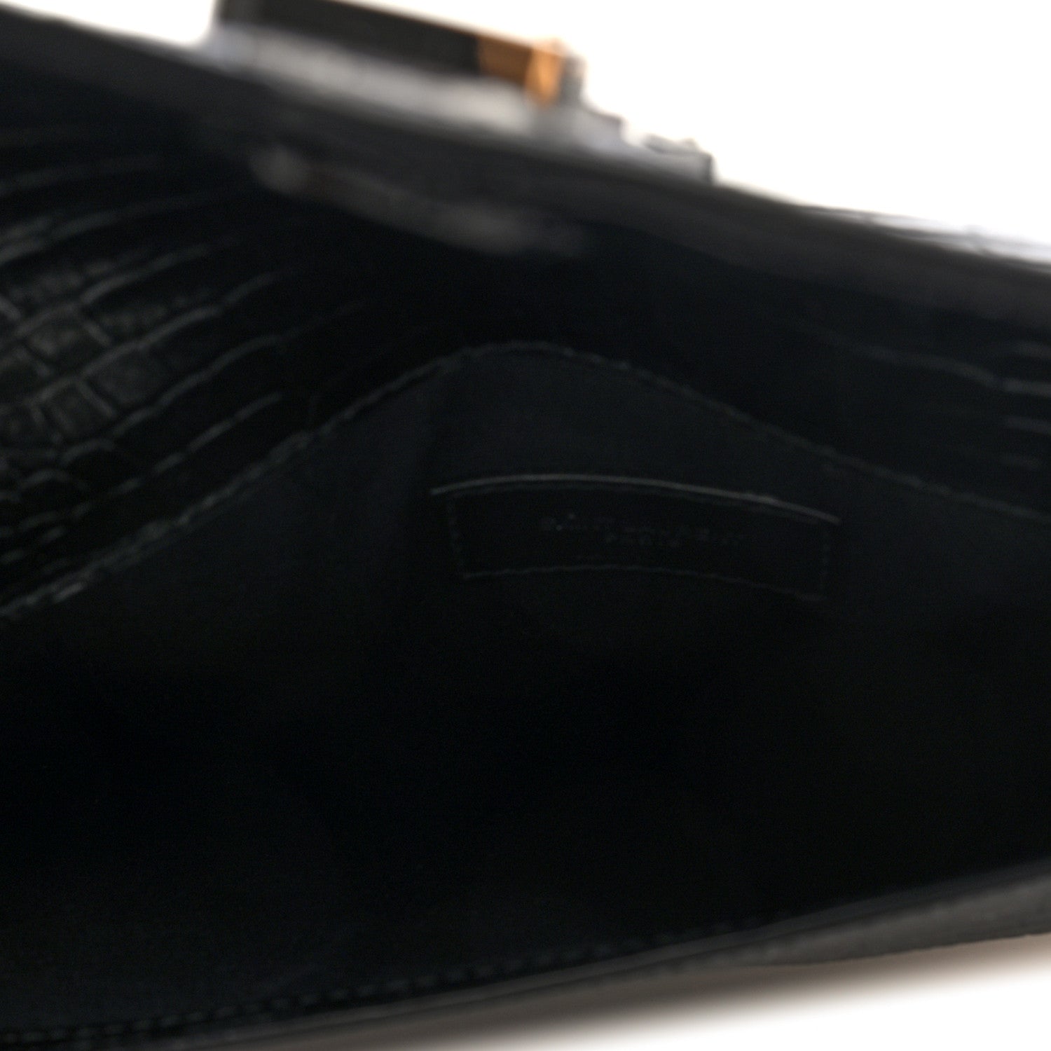 Calfskin Crocodile Embossed Uptown Monogram Pouch Black