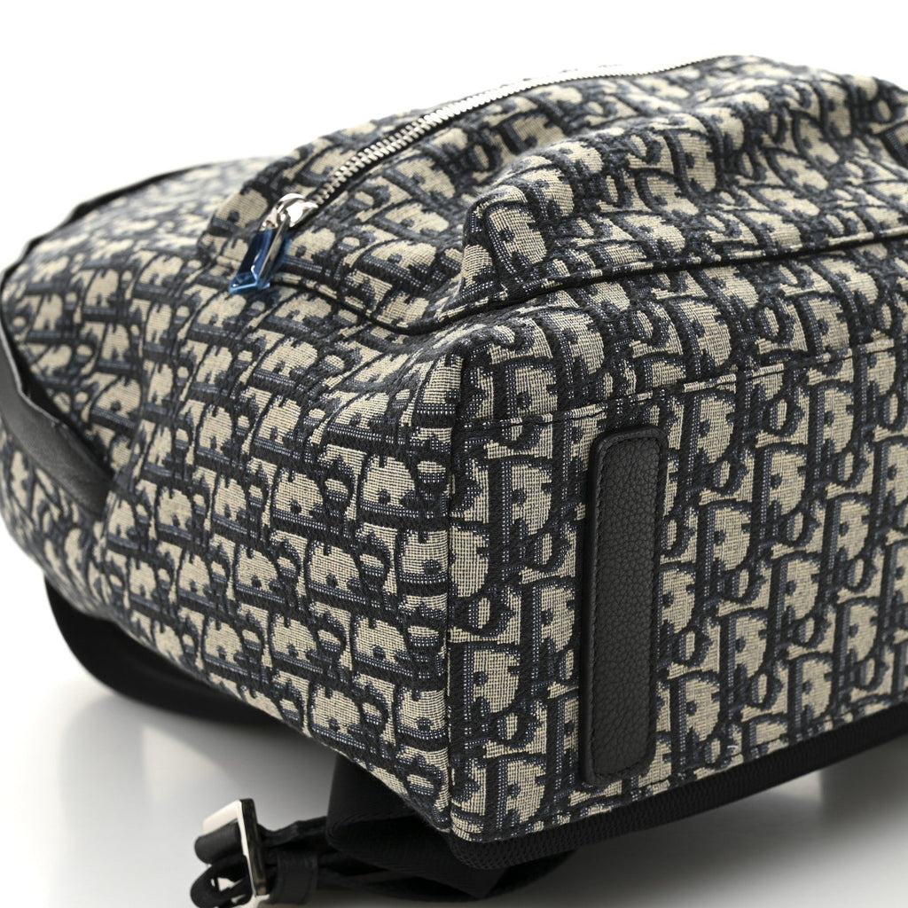 Oblique Calfskin Rider Backpack Beige Black