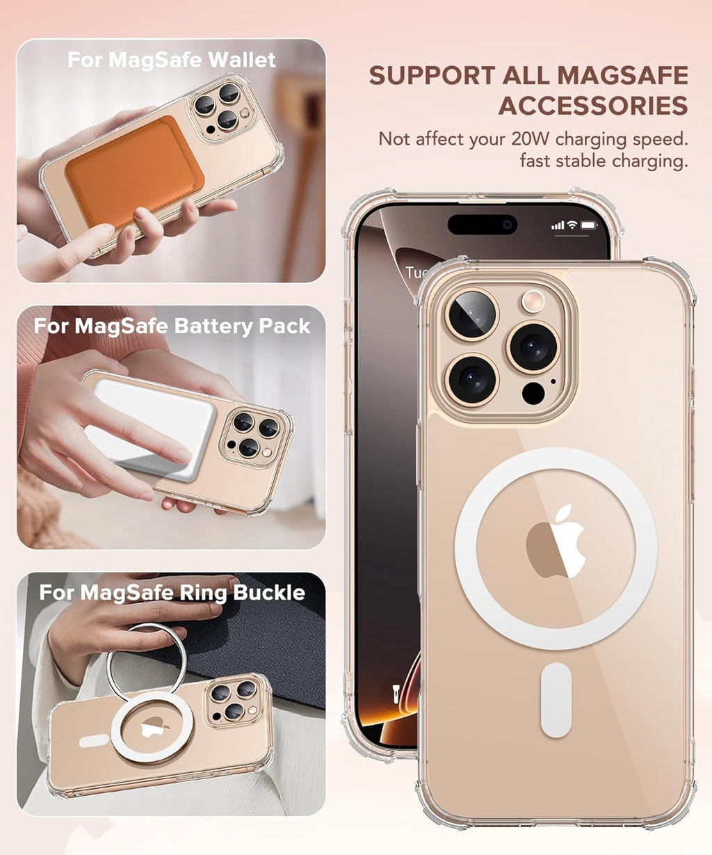 Entronix Bundle Compatible with iPhone 16 Pro Max - [Magnetic] Clear Case & 2 Clear Screen Protectors