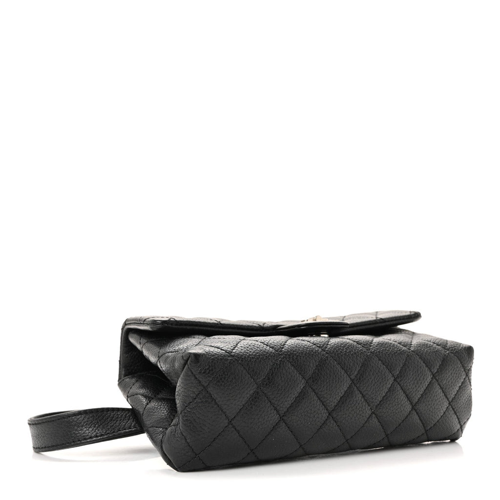 Grained Calfskin Quilted 2.55 Reissue Flap Belt Bag Clutch Black