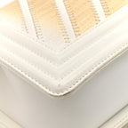 Lizard Chevron Small Boy Flap White Gold
