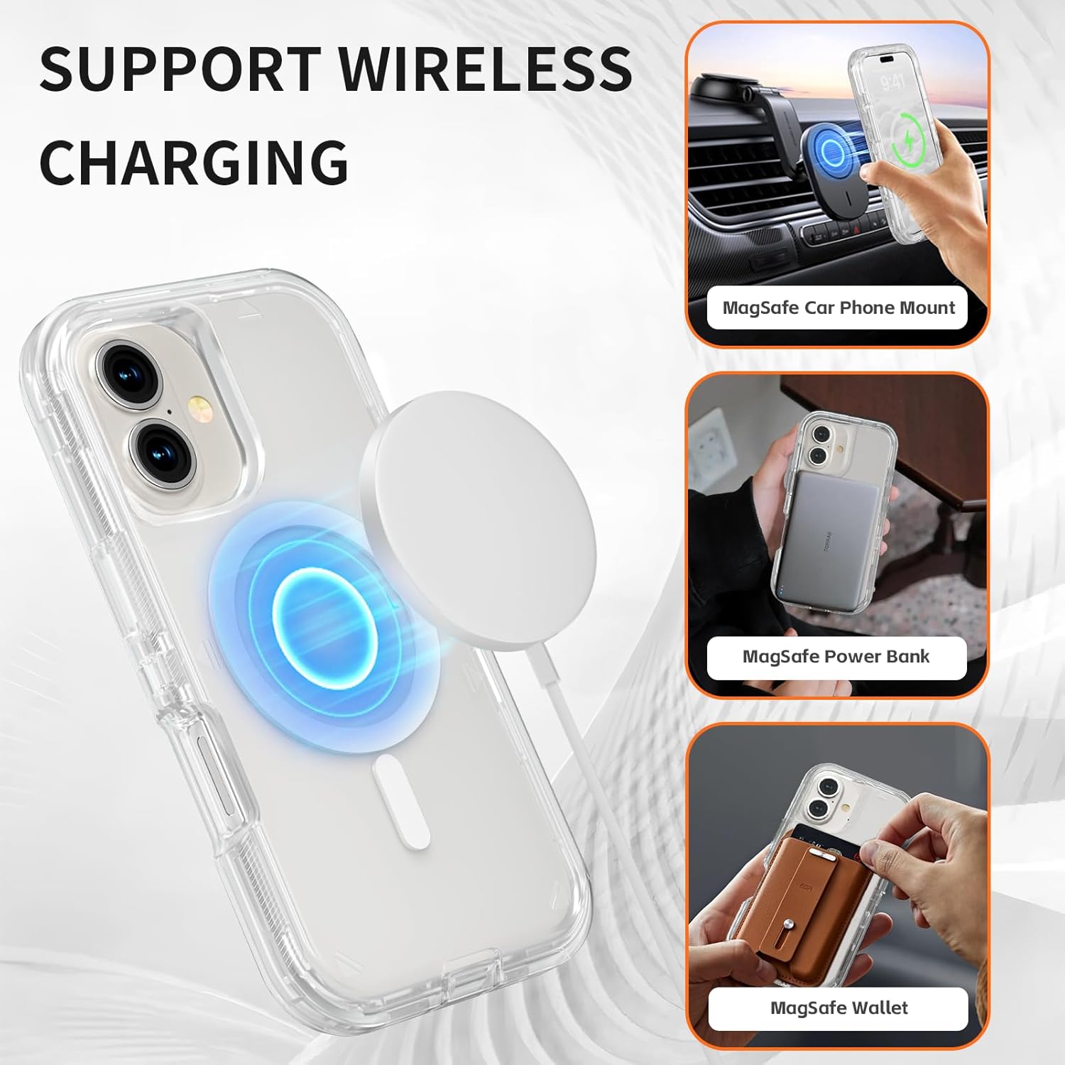 Entronix [Magnetic] Case Compatible with iPhone 16 - [Clear] Triple-Layer Heavy Duty Protection
