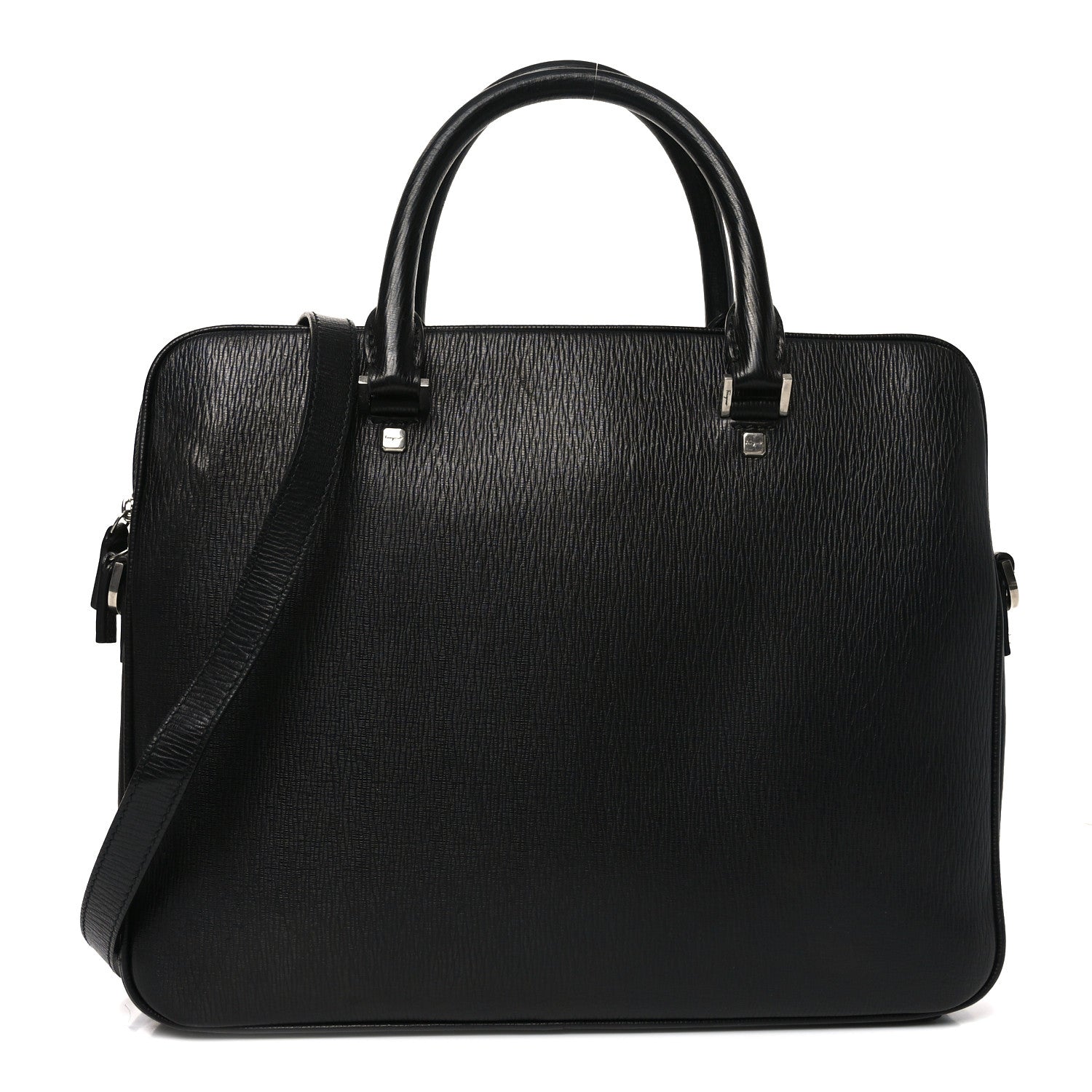 Calfskin Zip Around Briefcase Black
