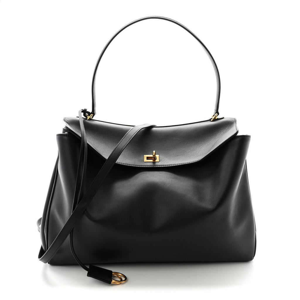 Smooth Calfskin Large Rodeo Top Handle Handbag Black