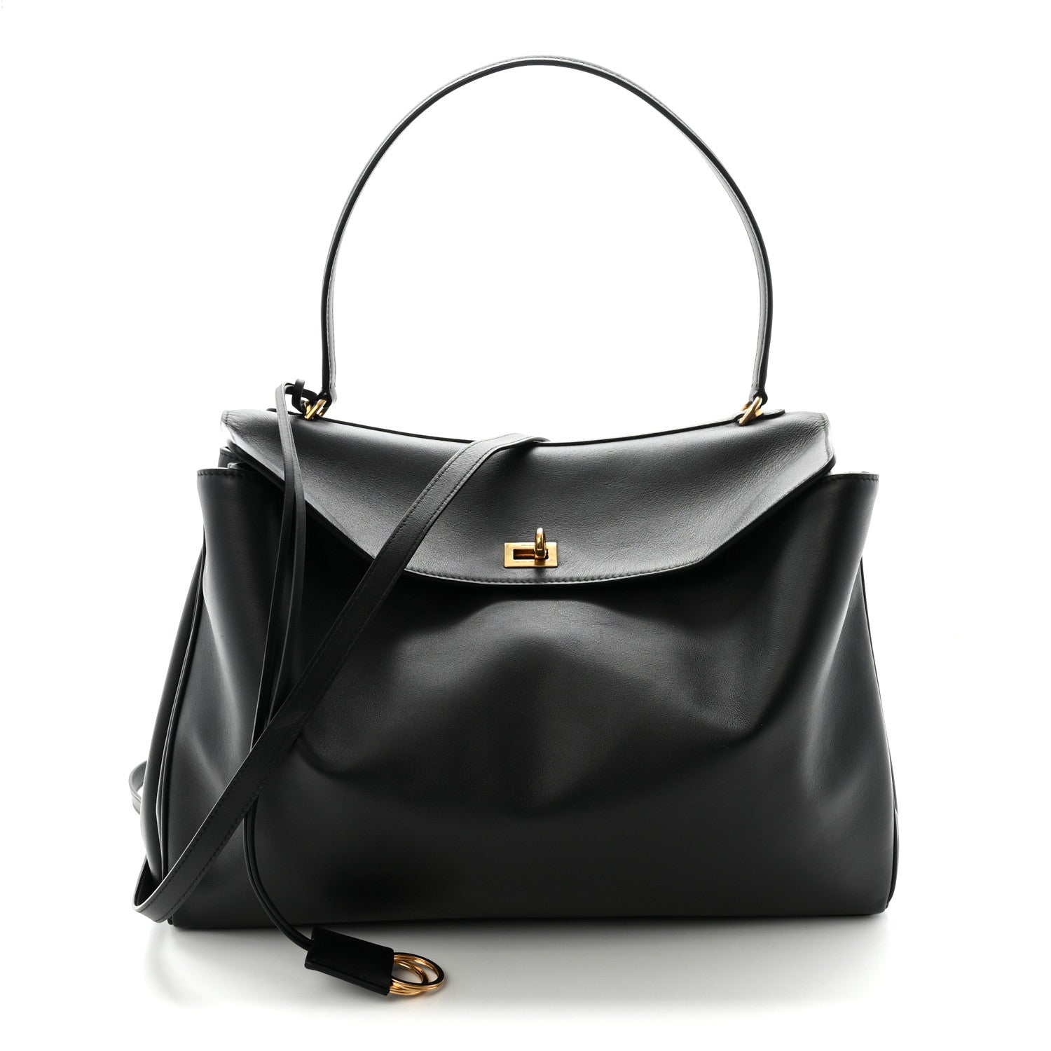 Smooth Calfskin Large Rodeo Top Handle Handbag Black