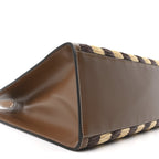 Paglia Pequin Vitello King Woven Medium Fendi Sunshine Shopper Tote Naturale Gianduia