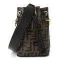 Vitello Liberty F is Fendi Bi-Color FF 1974 Embossed Mini Mon Tresor Bucket Bag Maya Black