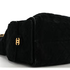 Suede Quilted Medium Chanel 25 Handbag Black