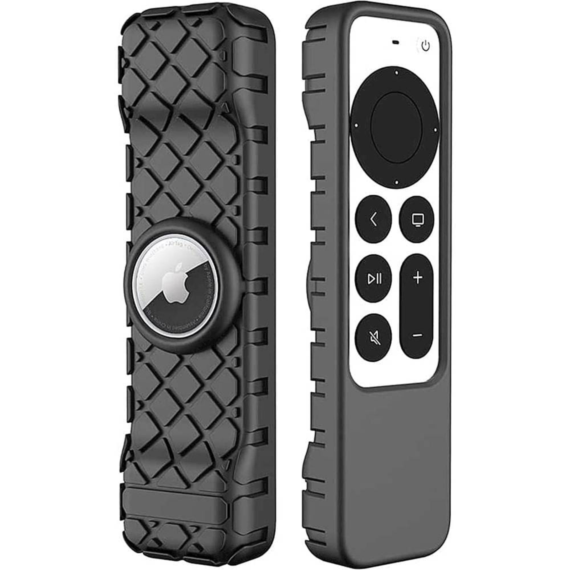 SAHARA- Apple TV 4K Remote Silicone Case for Apple AirTag - Black
