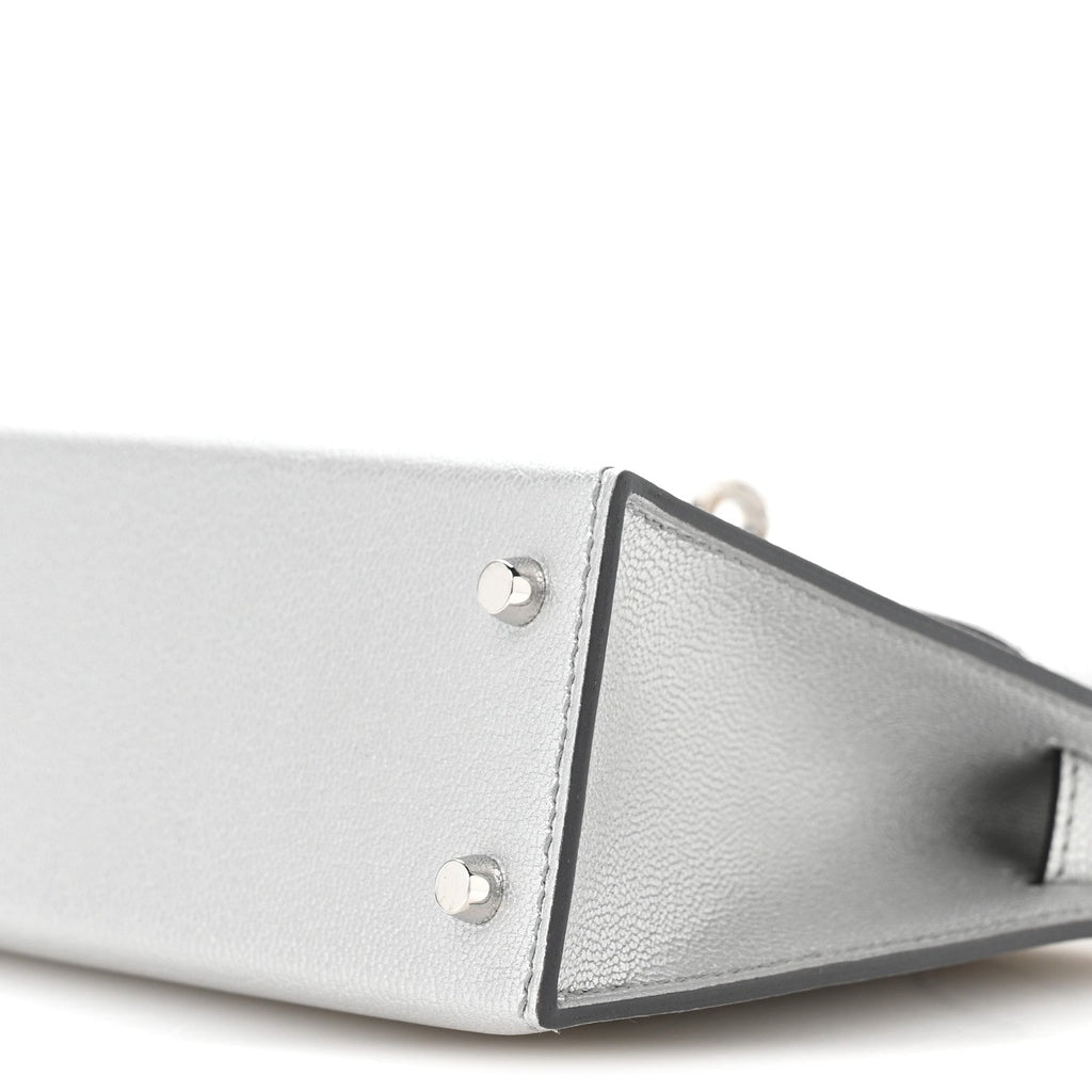 Metallic Chevre Chamkilight Mini Kelly Sellier 20 Argent