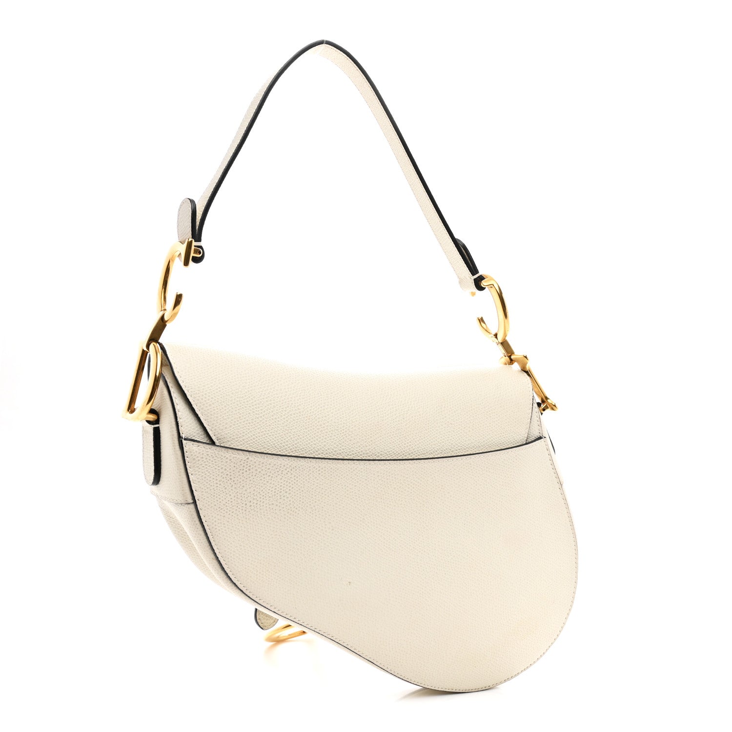 Grained Calfskin Saddle Bag White