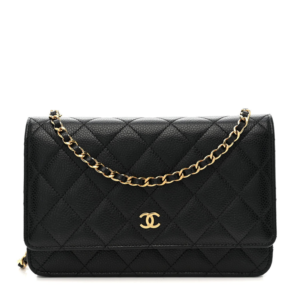 Caviar Quilted Wallet on Chain WOC Black