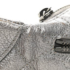 Metallic Calfskin Quilted Banane Waist Bag Fanny Pack Dark Silver