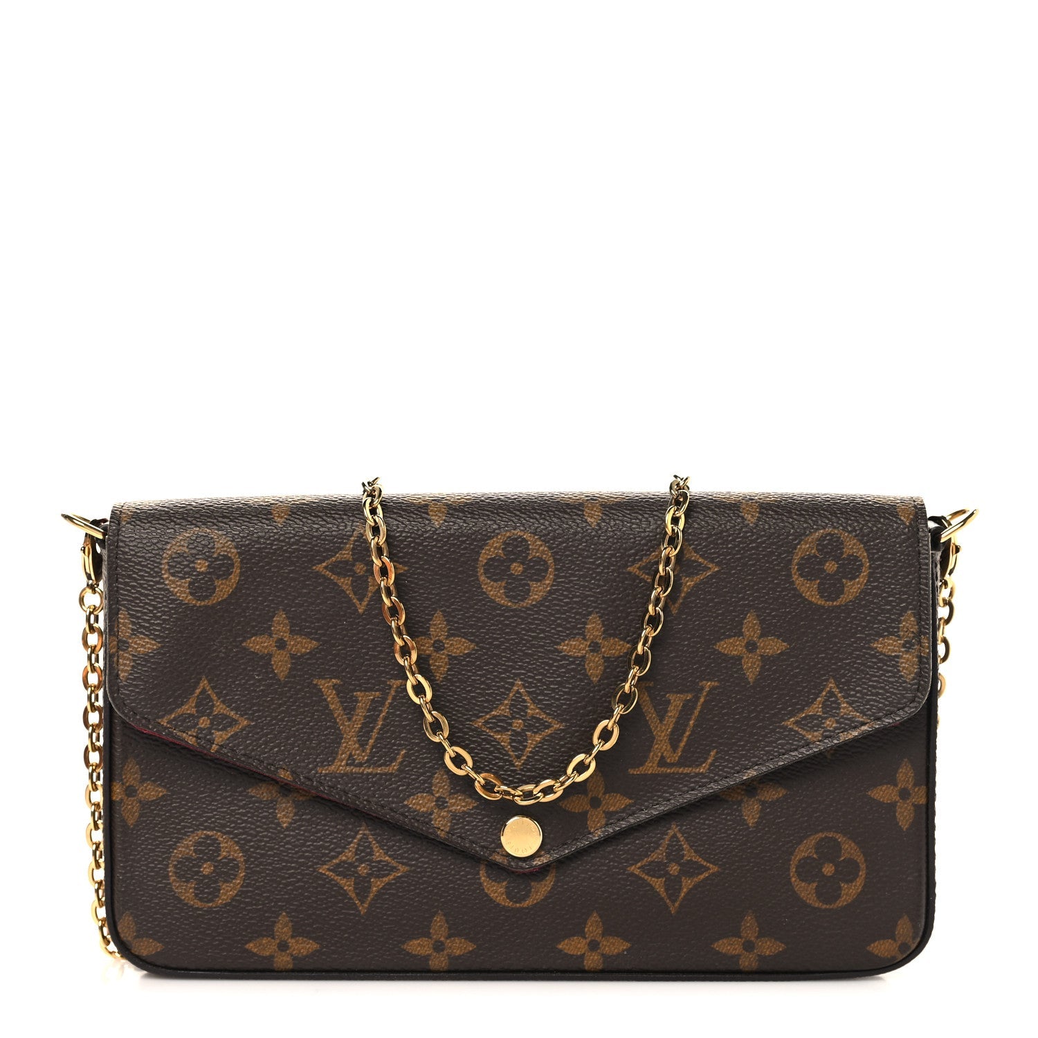Monogram Pochette Felicie Chain Wallet Fuchsia