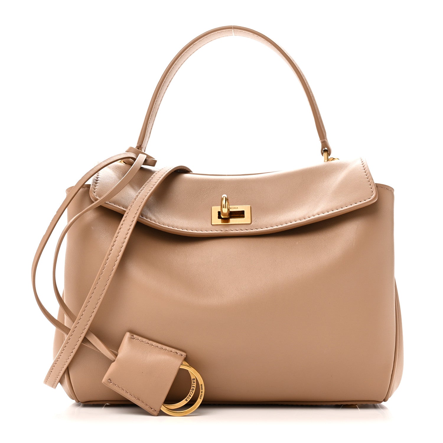 Natural Smooth Calfskin Mini Rodeo Top Handle Handbag Latte