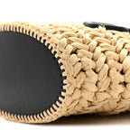 Raffia Calfskin Small Arco Basket Black