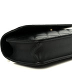 Lambskin Quilted Sweet Camellia Flap Phone Holder With Chain Black