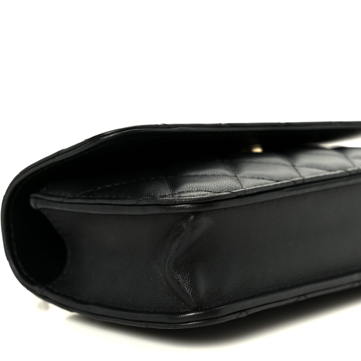 Lambskin Quilted Sweet Camellia Flap Phone Holder With Chain Black