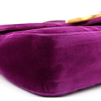Velvet Matelasse Medium GG Marmont Shoulder Bag Fuchsia Violet Cyclamen