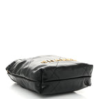 Shiny Calfskin Quilted Pearl CC Chain Mini Chanel 22 Black