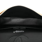 Metallic Lambskin Quilted Medium Double Flap Gold Black