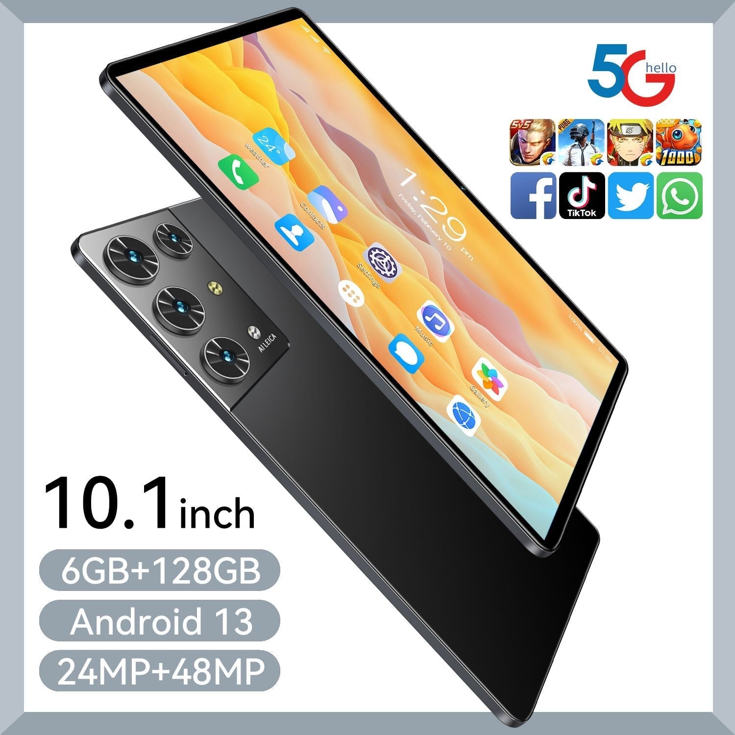 New 5G Tablet PC, S30pro, 10.1 inch, 128GB large flash memory, Android Tablets, Dual Cards,  8000mAh Laptops, wifi GPS