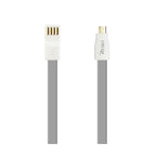 Reiko Flat Micro Usb Gold Plated Data Cable 3.9Ft With Cable Tie In Gray