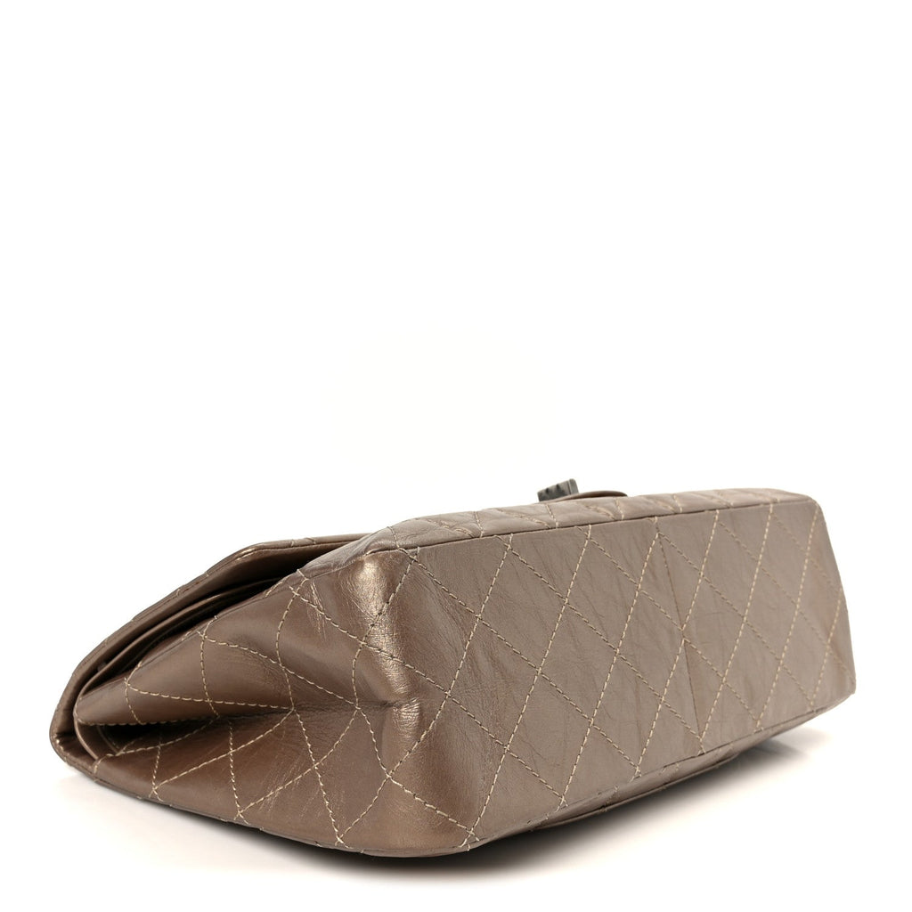 Metallic Aged Calfskin Quilted 2.55 Reissue 227 Flap Dark Gold